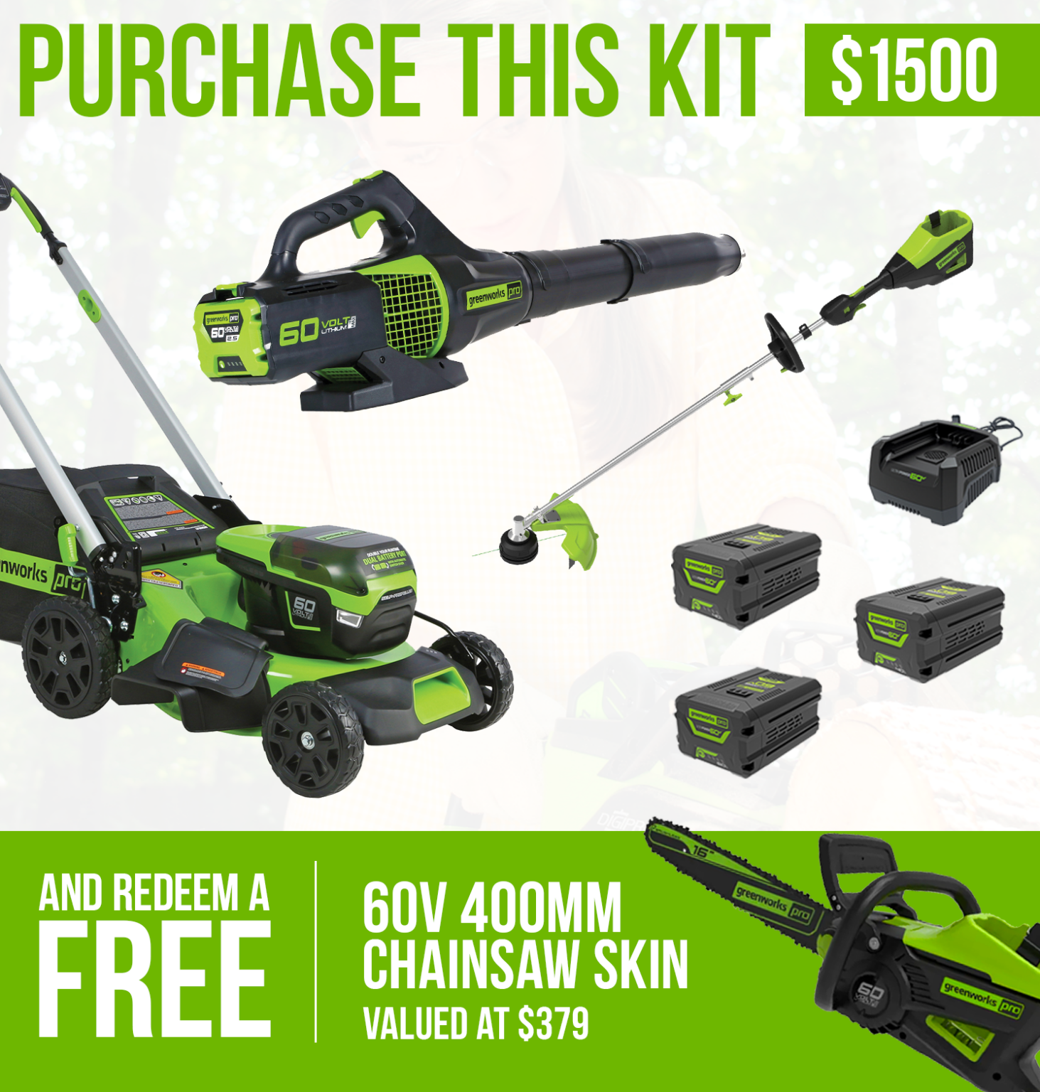 60V The Ultimate Greenworks Start Up Kit Greenworks Australia