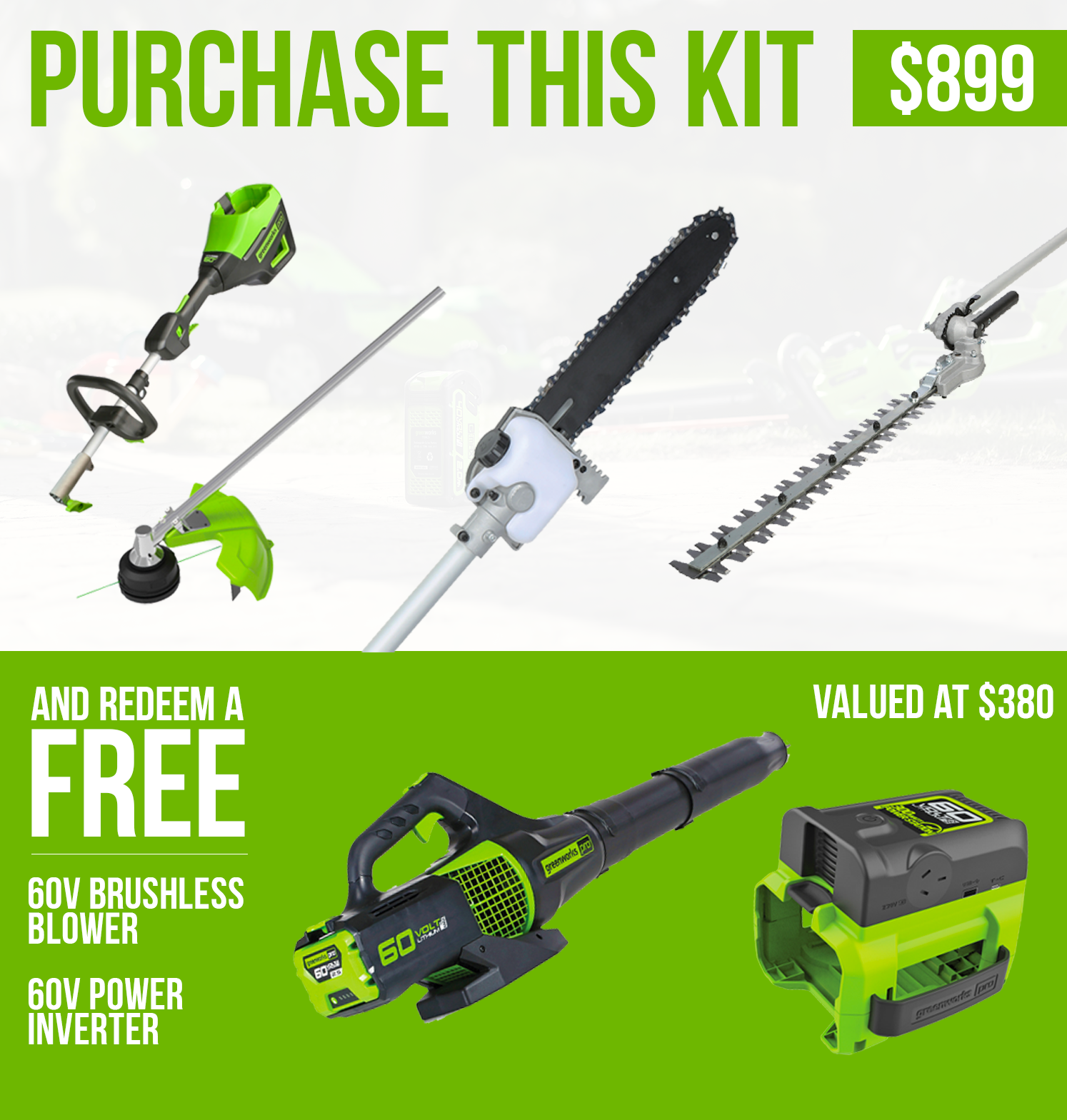 60V The Greenworks Multi Tool Kit Greenworks Australia